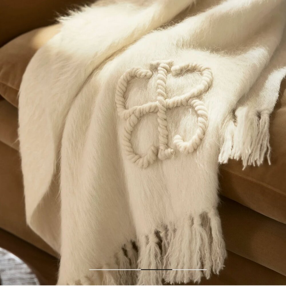 Boll and Branch The Vรฉritรฉ Throw Blanket Cream with Gift Box Brand New